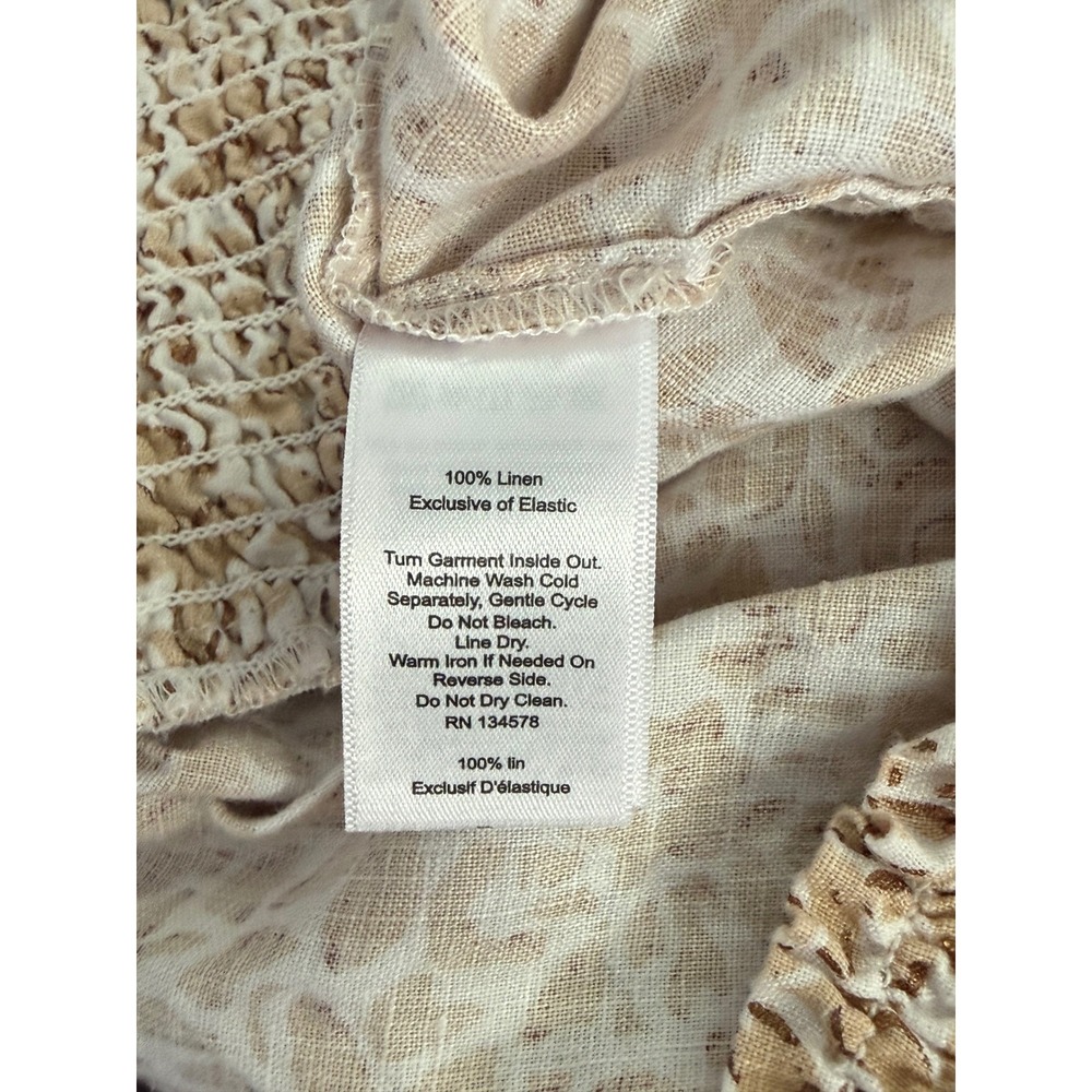 Vineyard Vines Women's Linen Smocked Waist Floral Shorts Tan White Size Large - Picture 7 of 7